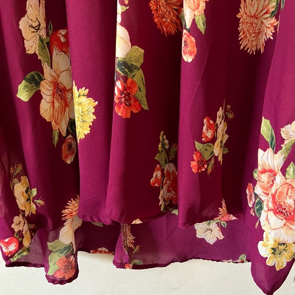 NWT Beautiful Burgundy floral top. 30 inch length by 27 inch width. - Picture 2 of 8